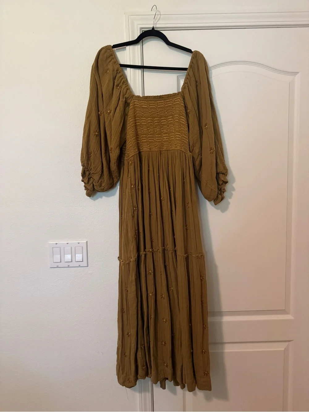 Free People Mustard Brown Maxi Dress